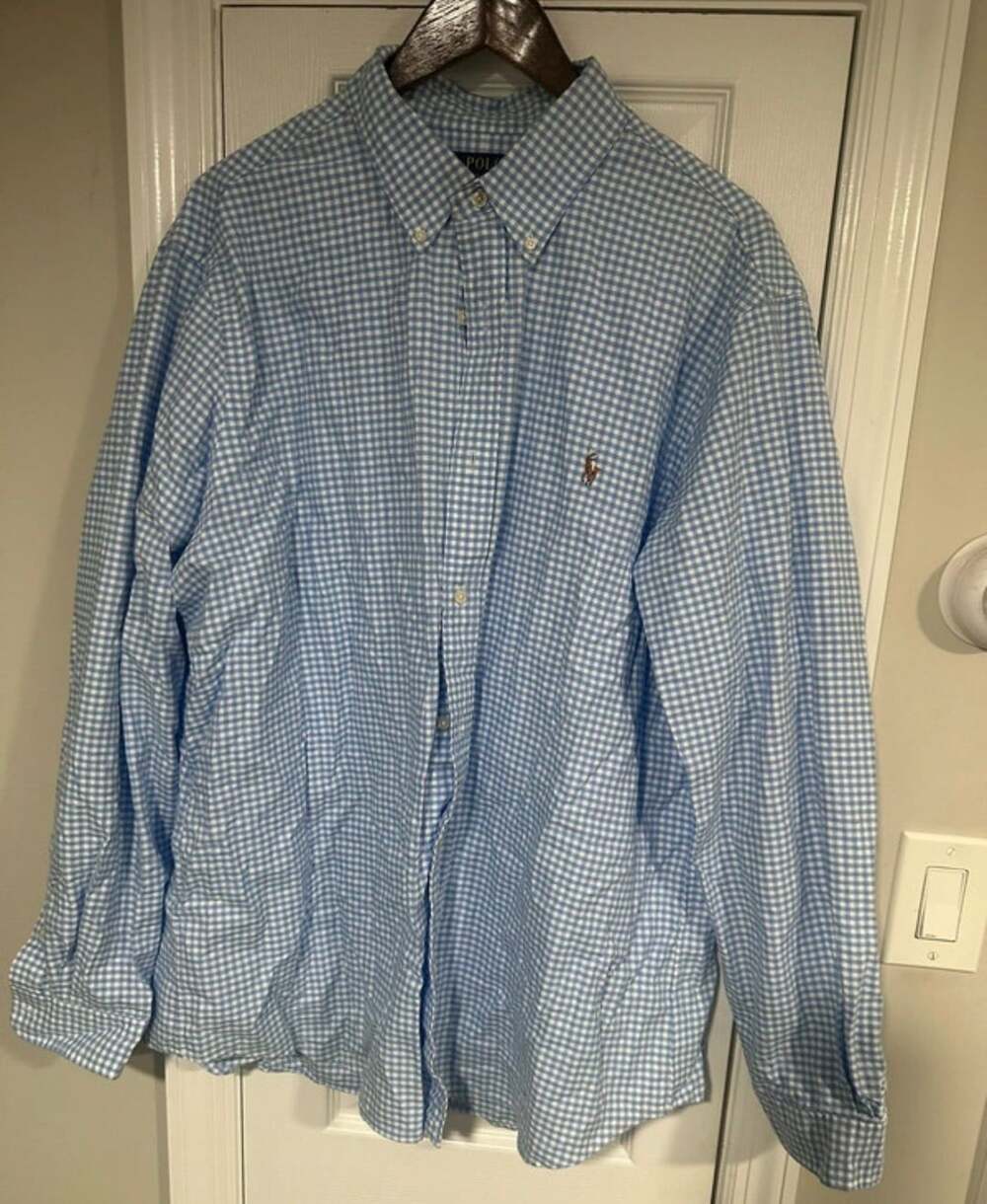Polo Ralph Lauren Gingham Button-Down Shirt XXL Blue White Classic Fit